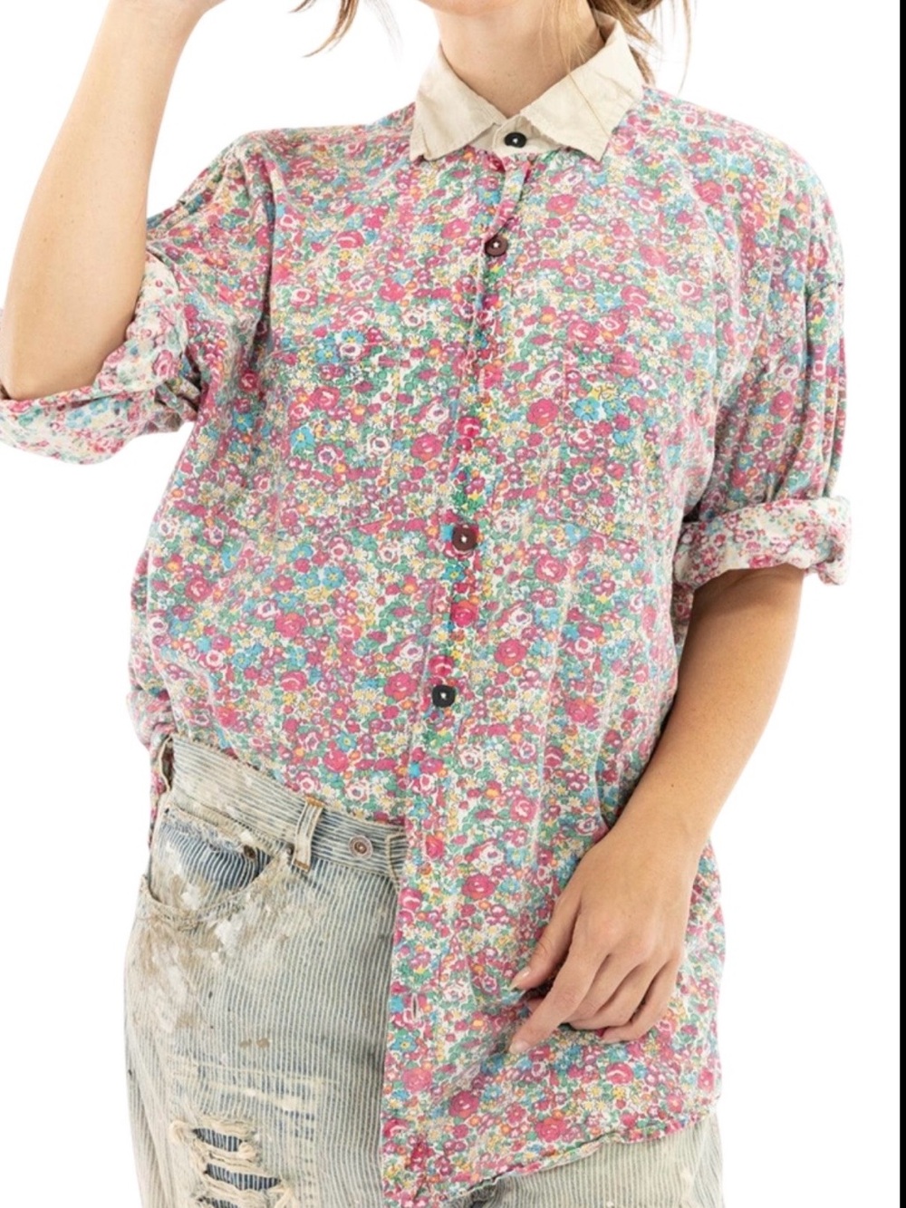 Magnolia Pearl Multicolor Ditsy Floral Print Button-Down Shirt